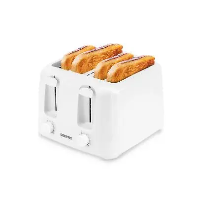 White 4 Slice Toaster Family Size 1400W With Variable Browning Control • £23.99