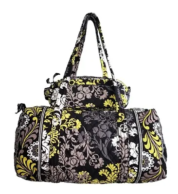 Retired Vera Bradley Yellow Black BAROQUE Quilted Cosmetic & Duffle Bag • $65