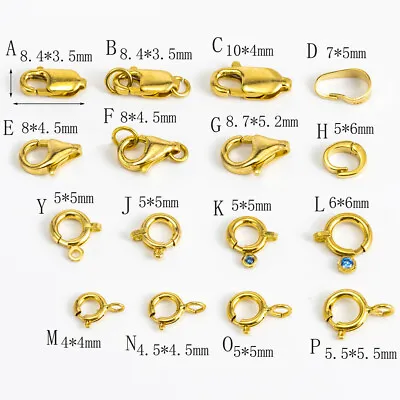 Real Pure 18K Yellow Gold Clasp Hooks Bracelet Necklace Connector Lobster Circle • $75.35