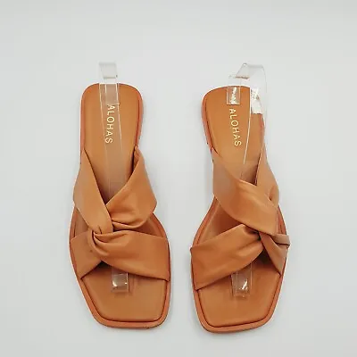 ALOHAS Womens Size EUR 39 Nomad Camel Colour Leather Slides Sandals Shoes • $113.34