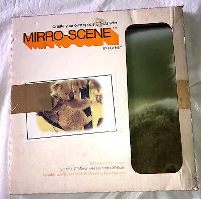 Hoyne Mirro Scene Koala Bears 12 X12  6- Pack Glass Mirror Tiles NOS Vtg 70s USA • $89.99