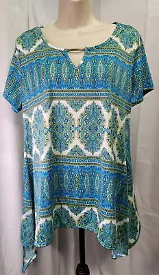 C'est La Vie Short Sleeve Blouse Size Large New!                R • $12.99