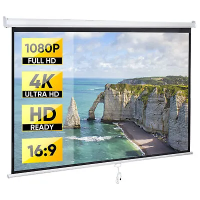 80  Projection Screen Manual Pull Down 16:9 HD Projector Movie Theater For Home • $46.58