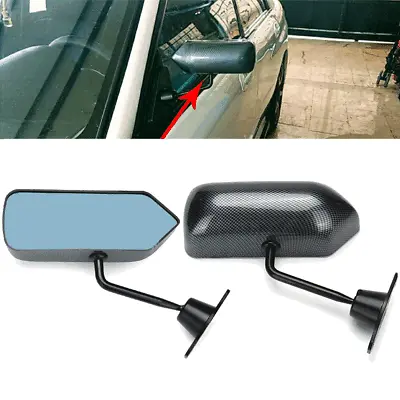Pair Carbon Fiber F1 Style Racing Car Rear View Side Mirror Assembly Blue Glass • $65.60