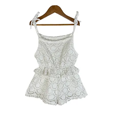 ZIMMERMANN Size 1 White Broderie Anglais Lace Fully Lined Playsuit Ties • $45
