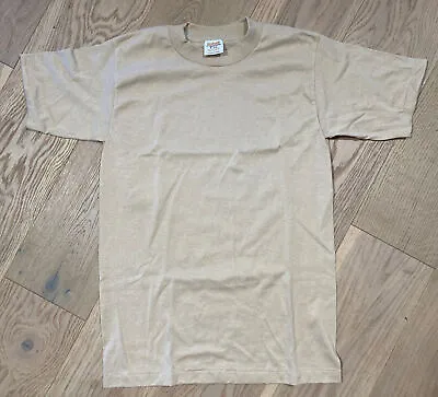 Vtg 80s Jerzees Sportswear NOS Deadstock Blank T Shirt Size Small Tan • $15.50