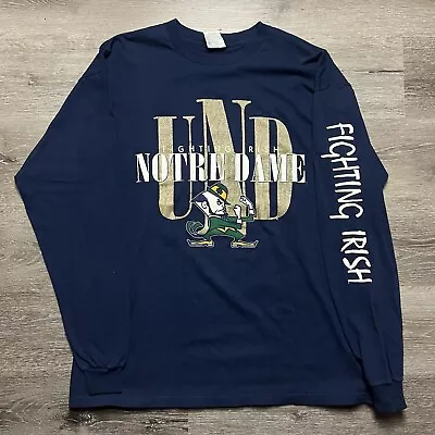 Vintage 90s University Of Notre Dame Fighting Irish Long Sleeve T-Shirt XXL • $20