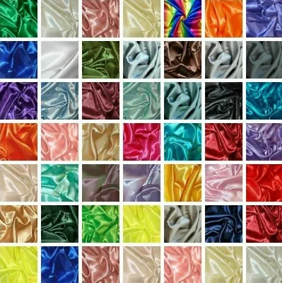 £2.85 • Buy Silky Satin Fabric Plain Coloured Craft Dress Wedding Material 150cm Wide Sewing