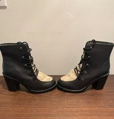 Seychelles Black Leather Lace Booties Shoes - New Out Of Box - Size 8 • $40