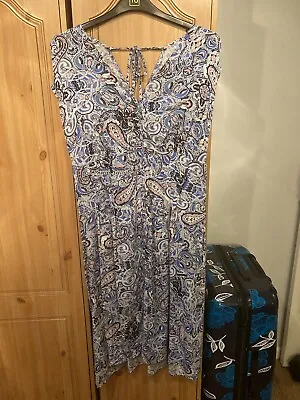 £5 • Buy Ladies Size 10-16 Blue Paisley Print Midi Dress Peacocks