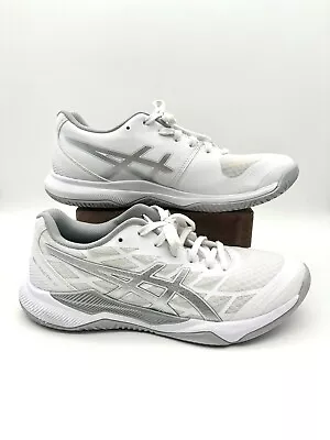 Asics Gel Tactic 12 Womens US 8.5 Indoor  Volleyball Court Shoe White/Silver WOW • $42.97