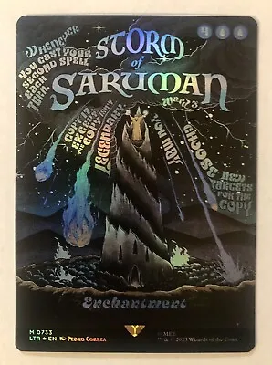 MTG Lord Of The Rings Storm Of Saruman Borderless Poster Foil 0733 • $19.99