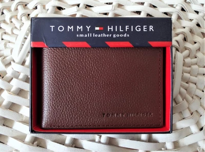 £17.99 • Buy Men's Leather Wallet 'Tommy Hilfiger' Double Billfold, Emboss, BROWN 'YORK'