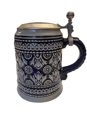 Vintage Rare Marzi Remy German Beer Stein Pewter Lid Cobalt Blue/Gray Marked M/R • $48