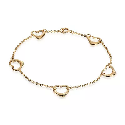 Tiffany & Co. Elsa Peretti Open Heart 5 Station Bracelet In 18K Yellow Gold • $1600