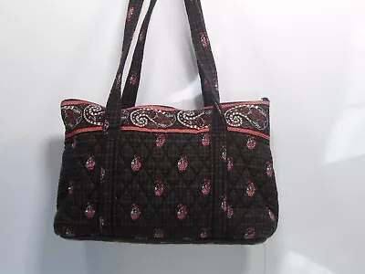 Vera Bradley Houndstooth Paisley Brown Quilted Floral Shoulder Bag Purse Tote • $19.95