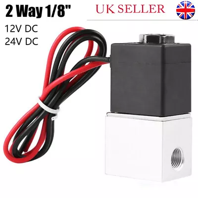 2Position 2Way 12/24V 1/8  Electric Solenoid Valve Air Pneumatic Normally Closed • £10.95
