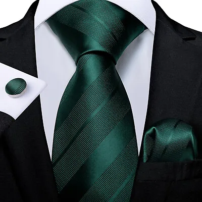 Mens Necktie Black Blue Paisley Silk Tie Set Pocket Square Cufflinks Wedding New • £7.49