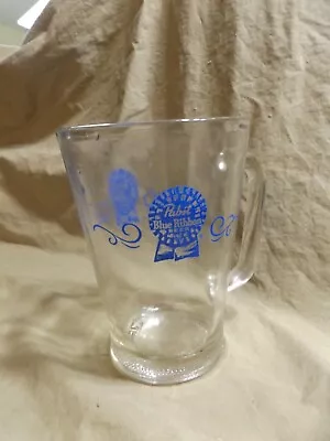 Vintage Glass Bar Beer Pitcher Advertising PABST BLUE RIBBON 6.75  Tall • $12.99