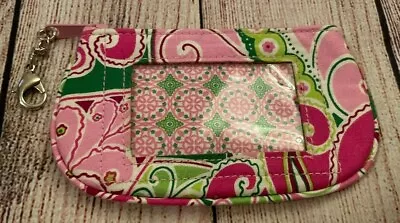 Vera Bradley Clip Zip ID Case In Pinwheel Pink - Change Wallet - Accessory (3) • $9.50