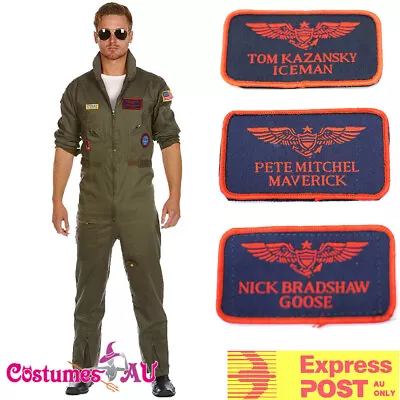 Mens Aviator Pilot Top Costume Flight 80s 1980s Gun Man Pete Mitchell Maverick  • $66.49