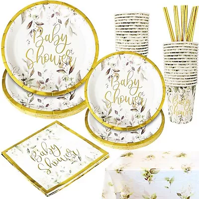 Baby Shower Botanical Tableware Dinnerware Party Decorations Neutral Unisex • £2.99