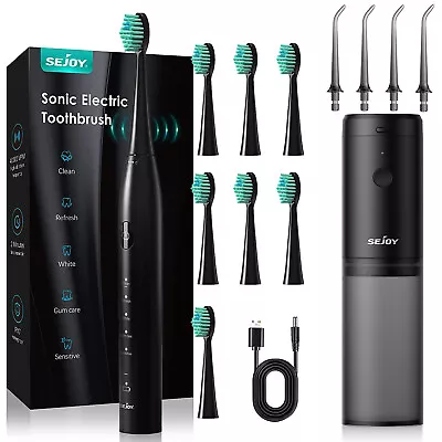 $35.59 • Buy Sonic Electric Toothbrush USB Rechargeable Dental Water Flosser Oral Irrigator 