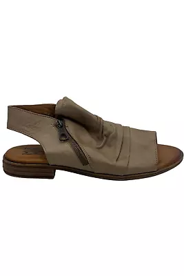 Miz Mooz Leather Wide Width Side-Zip Sandals Dylan Beige • $54.99