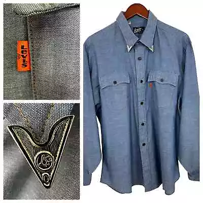 Vintage Levi’s Button Down Shirt XL  Chambray Silver Collar Tips Orange Tag GUC • $175