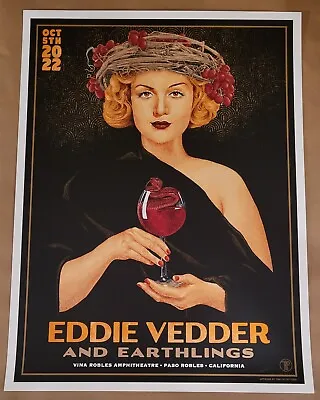 Eddie Vedder Poster Signed/Numbered By Artist Pittides Paso Robles 2022 • $470.16