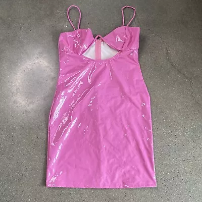 San Joy Bubble Gum Pink Vinyl Dress Women's M NWT • $15