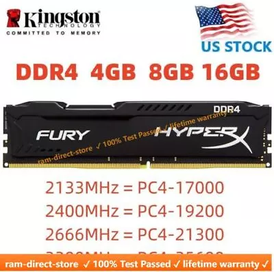 HyperX FURY DDR4 4GB 8GB 16GB 32GB 3200 2400 2666 Desktop RAM Memory DIMM 288pin • $9.99