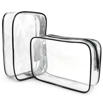 2 X Clear Travel Toiletries Bag Cosmetic Toiletry Pouch Liquids Makeup Organiser • £4.29