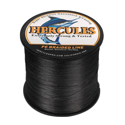 $10.99 • Buy HERCULES 100M - 1000M PE Super 6-300LB Braided Fishing Line Black 4 & 8 Strands