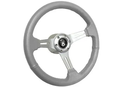 1961-74.5 VW S6 Sport Grey Leather Steering Wheel Brushed Kit Castle Emblem • $260.38