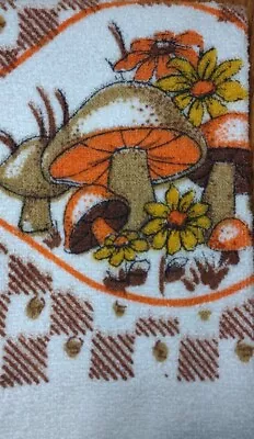 1970's Mushrooms Vibrant Orange Brown Dish Towel NEW  Vintage Bermuda Brand  #3 • $14.99