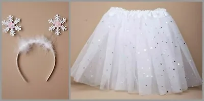 Snowflake Fancy Dress Costume Sparkly Tutu Skirt Childrens Nativity Outfit • £9.99