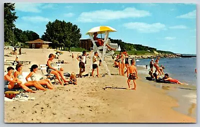 Muskegon MI~Lake Michigan Pere Marquette Park Beach~1960s Postcard • $11