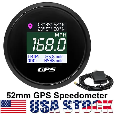 $54.77 • Buy 52MM Digital GPS Speedometer Gauge With LCD Odometer For Car Boat Motorcycle US