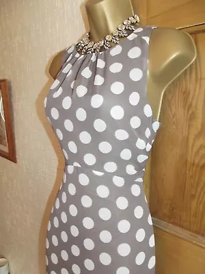 BNWT £55 WALLIS❤️ Beautiful Style 50's Size 18 Mocha Polka Dot Dress Wedding • £35