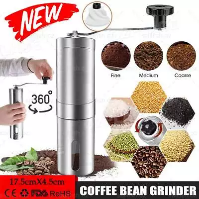 17.5 Cm Manual Coffee Bean Grinder Stainless Steel Hand Coffee Mill Ceramic Burr • $13.45