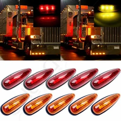 5Amber+5Red Truck Teardrop Roof Running Clearance Light Trailer Bus Side Marker • $18.41