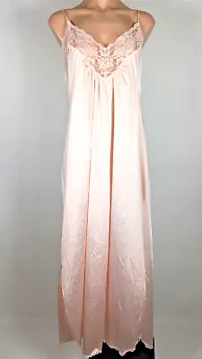 VTG LORRAINE Cottagecore Silky Soft Nylon Nightgown Negligee Gown Cruise Wear S • $80