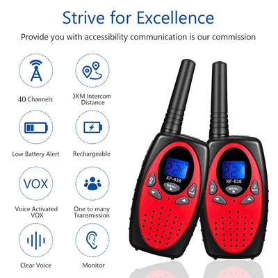 $31.31 • Buy 2X Kids Walkie Talkie VOX Two Way Radio 40 Channel  Long Range Walky Talky U8O9