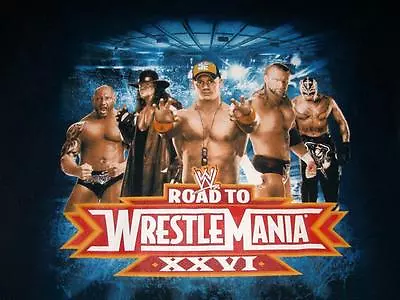 Road To Wrestlemania XXVI WWE Cena Bautista Undertaker Blue Tshirt Boys XL 18-20 • £16.07