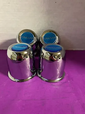 4 Steel Chrome Cragar  Caps 3”1/8 For 5 Lug Cragar Sst Wheels W/ Baby Blue Logo • $59.99