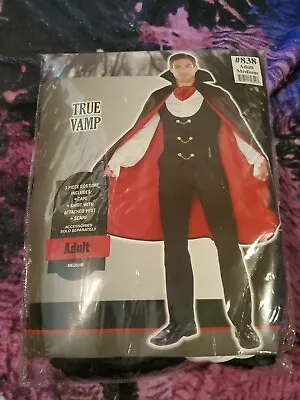 Vampire Costume Disguise True Vamp Black Halloween Party Size Adult Plus Men  • $26.99