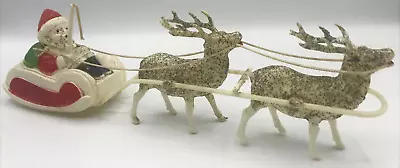 Vintage 1930s Celluloid Mica Glitter Santa Sled & Reindeer • $5.98