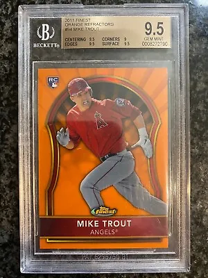 Mike Trout 2011 Topps Finest #94 Angels RC Rookie Orange Refractor #/99 BGS 9.5 • $3499.99