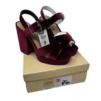 Mossimo Heeled Sandals Women's Size 9 Alexandra Velvet Platform Heels Maroon NEW • $23.98